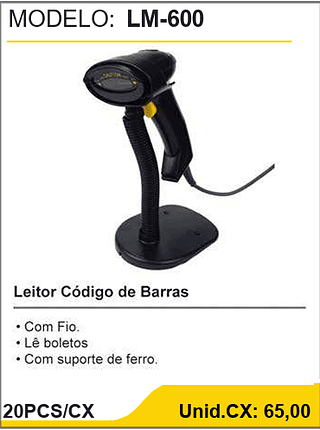 Leitor Código de Barras 20PCS/CX Unid.CX: 65,00