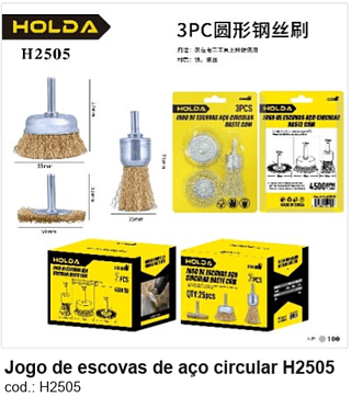 Jogo de escovas de aço circular R$ 7,74 PC/CX:100