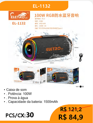 CAIXA DE SOM PCS/CX:30 R$84,9