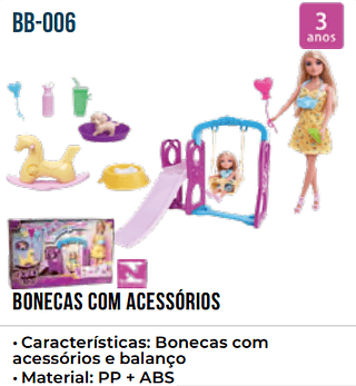 BONECAS COM ACESSORIOS PCS/CX:12 UNID.CX:RS 98.00