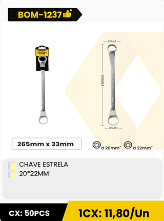 CHAVE ESTRELA 20*22MM CX: 50PCS 1CX: 11,80/Un