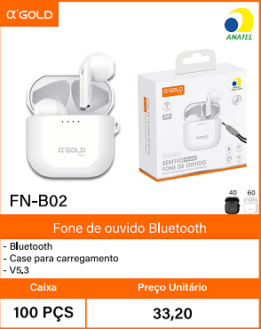 Fone de ouvido Bluetooth Caixa 100 PCS Preco Unitario 33,20