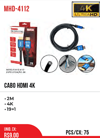 CABO HDMI 4K 75pç=9$