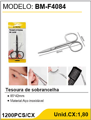 Tesoura de sobrancelha 1200PCS/CX Unid.CX:1,80