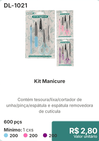 Kit Manicure 600 pçs R$ 2.80