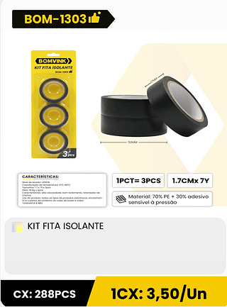 KIT FITA ISOLANTE CX: 288PCS 1CX: 3,50/Un
