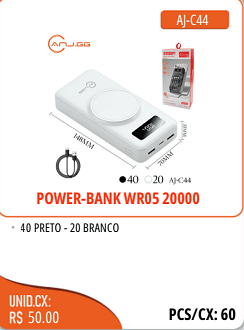 POWER-BANK WRO5 20000 UNID.CX:RS 50.00 PCS/CX:60