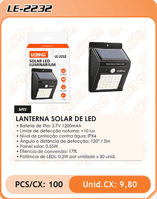 LANTERNA SOLAR DE LED 100PÇ=9,8$