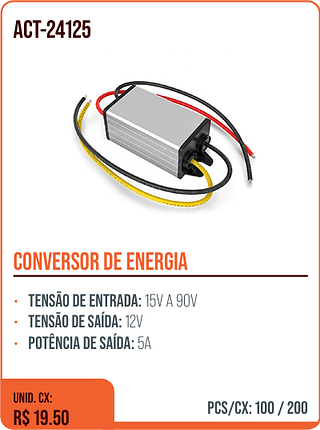 CONVERSOR DE ENERGIA UNID. CX: R$ 19.50 PCS/CX: 100