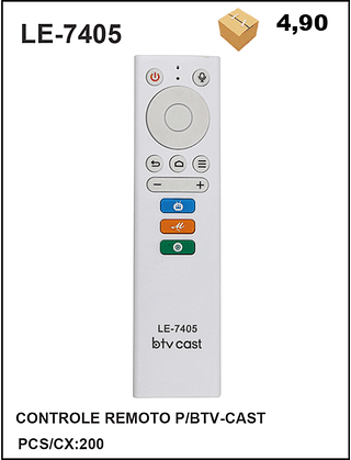 CONTROLE REMOTO P/BTV-CAST 200PÇ=4,9$