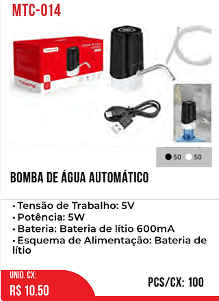 BOMBA DE ÁGUA AUTOMÁTICO 100PÇ=10,5$