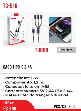 CABO TIPO-C 2.4A 200pç=9$
