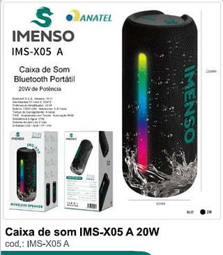 Caixa de som 20W R$117 PC/CX 20