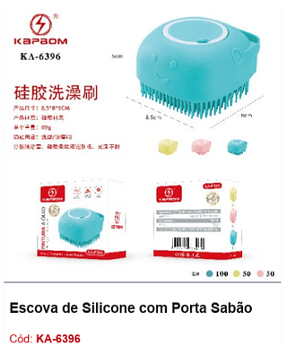 Escova de Silicone com Porta Sabão R$ 5,67 PCS/cx: 200