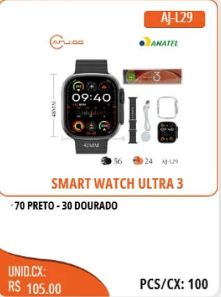SMART WATCH ULTRA 3 UNID.CX:RS 105.00 PCS/CX:100