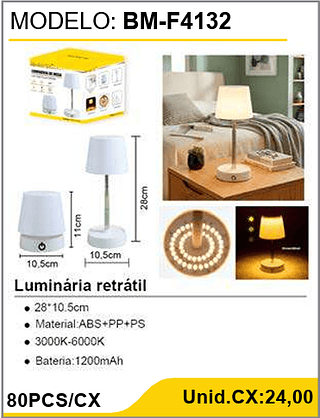 Luminária retrátil 80PCS/CX Unid.CX:24,00