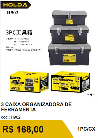 3 CAIXA ORGANIZADORA DE FERRAMENTA R$ 151.20 1PC/CX