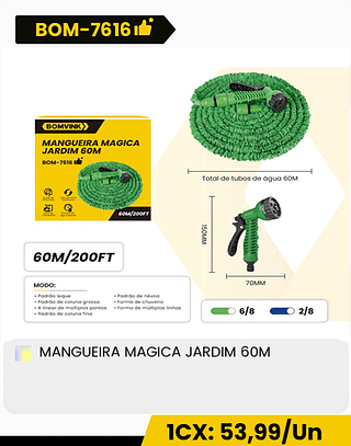 MANGUEIRA MAGICA JARDIM 60M CX: 8PCS 1CX: 53,99/Un