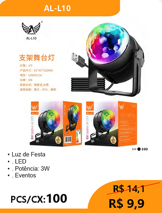 Luz de Festa PCS/CX:100 R$ 9,9
