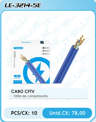 CABO CFTV - 100M de comprimento PCS/CX: 10 Unid.CX: 78,00