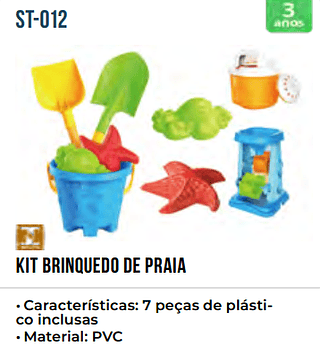 KIT BRINQUEDO DE PRAIA UNID.CX: RS 30.00 PCS/CX:42
