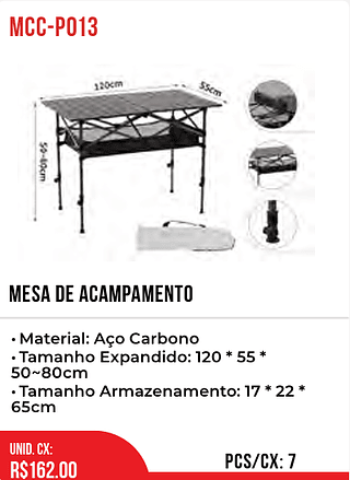 Mesa De Acampamento 7pç=162$