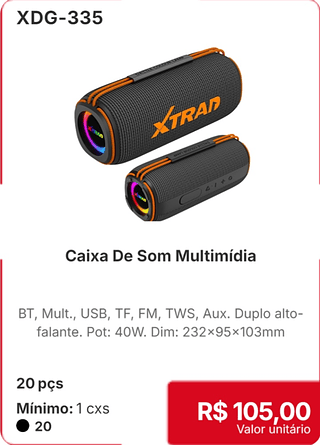 Caixa De Som Multimídia 20 pçs R$ 105,00