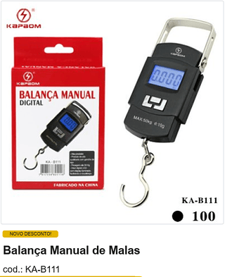 Balança Manual de Malas R$ 11,25 PC/CX:100