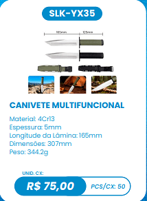 CANIVETE MULTIFUNCIONAL UNID. CX: R$ 75,00 PCS/CX: 50
