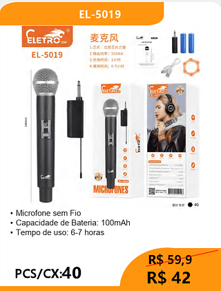 MICROFONE PCS/CX:40 R$42