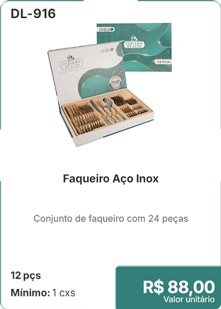 Faqueiro Aço Inox 12 pçs R$ 88,00
