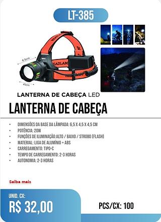 lanterna de cabeça 100pç=32$