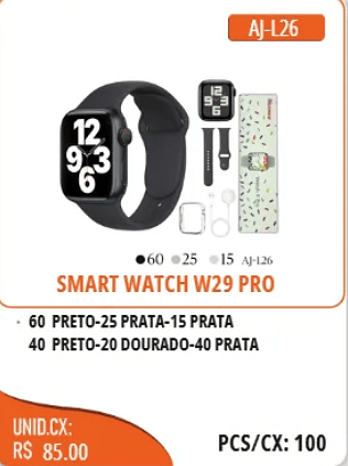 SMART WATCH W29 PRO UNID.CX: RS85.00 PCS/CX:100
