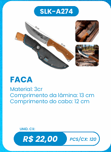 FACA UNID. CX: R$ 22,00 PCS/CX: 120