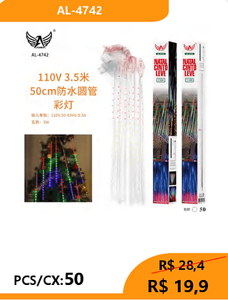 LED natalino PCS/CX:50 R$ 19,9
