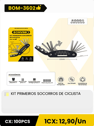 KIT PRIMEIROS SOCORROS DE CICLISTA CX: 100PCS 1CX: 12,90/Un