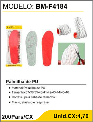 Palmilha de PU 200Pars/CX Unid.CX:4,70