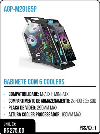 GABINETE COM 6 COOLERS UNID. CX: R$ 275.00 PCS/CX: 1