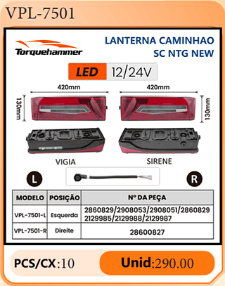 LANTERNA CAMINHAO SC NTG NEW PCS/CX:10 Unid:290.00