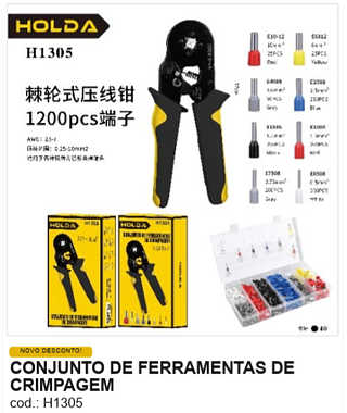 CONJUNTO DE FERRAMENTAS DE CRIMPAGEM R$ 36 PC/CX:40