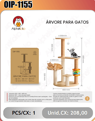 ARVORE PARA GATOS PCS/CX:1 Unid.CX: 208,00