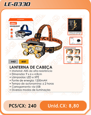 LANTERNA DE CABEÇA 240PÇ=8,8$