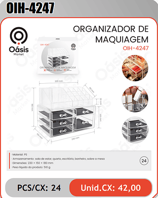 ORGANIZADOR DEMAQUIAGEM PCS/CX: 24 Unid.CX: 42,00