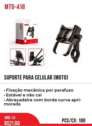 SUPORTE PARA CELULAR (MOTO) 100pç=21$