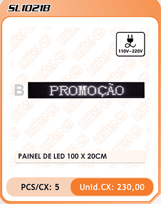 PAINEL DE LED 100 X 20CM 5PÇ=230$