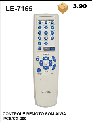 CONTROLE REMOTO SOM AIWA 200pç=3,9$