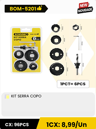 KIT SERRA COPO CX: 96PCS ICX: 8,99/Un