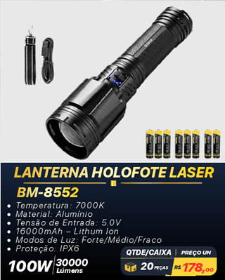 LANTERNA HOLOFOTE LASER 20PÇS R$178,00