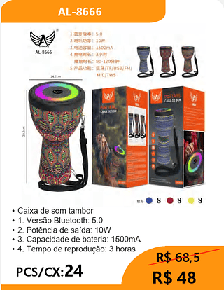 Caixa de som tambor PCS/CX:24 R$ 48