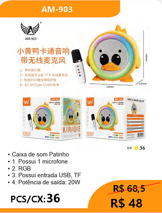 Caixa de som Patinho PCS/CX:36 R$48